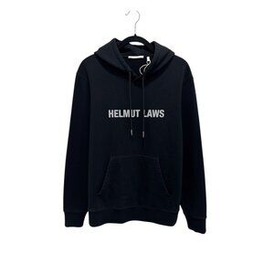 Helmut Lang Black Helmut Laws Hoodie With Graphic Map Back Design Drawstring Hoo